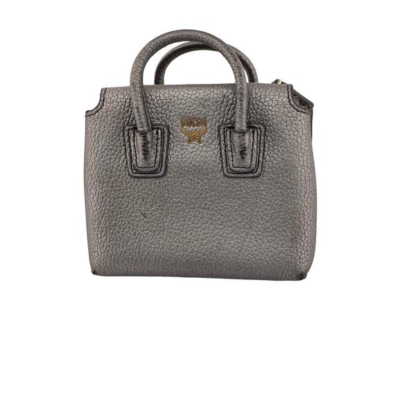 MCM Patricia Mini Wallet on Chain / Card Holder – Metallic Pewter Leather - Picture 1 of 5
